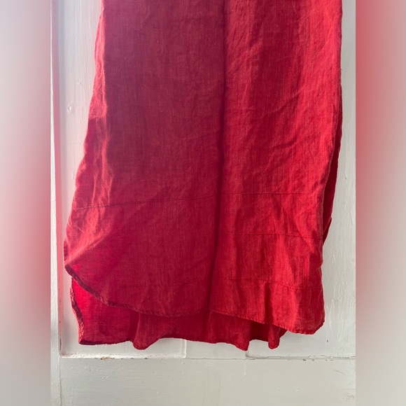 South Street Linen Red Sleeveless Linen Pop Over Tunic Midi Dress Size 6 - Picture 5 of 7